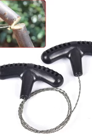 Scie à fil portable en acier inoxydable avec poignée de doigt, camping en plein air,