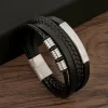 Bracelet en cuir multicouche tissé à la main