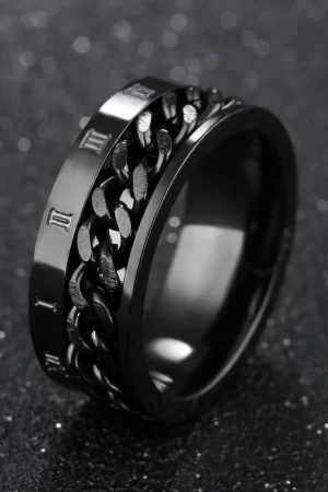 Anneaux noirs d'anlande rotatifs en acier inoxydable pour hommes