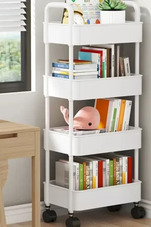 Chariot de rangement multicouche avec roulettes